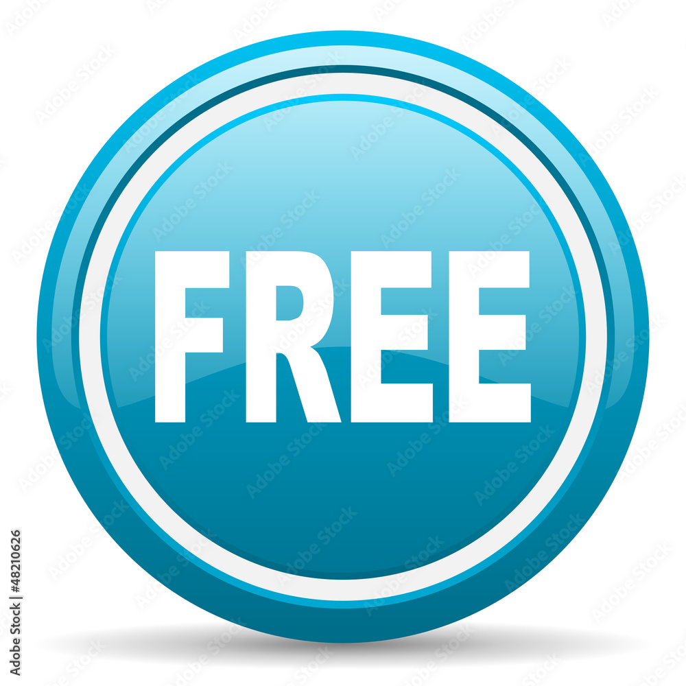 free blue glossy icon on white background free blue glossy icon on white background