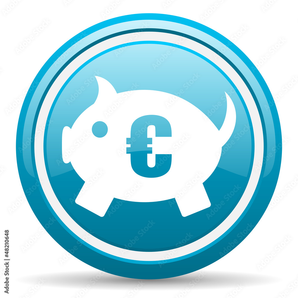 piggy bank blue glossy icon on white background piggy bank blue glossy icon on white background