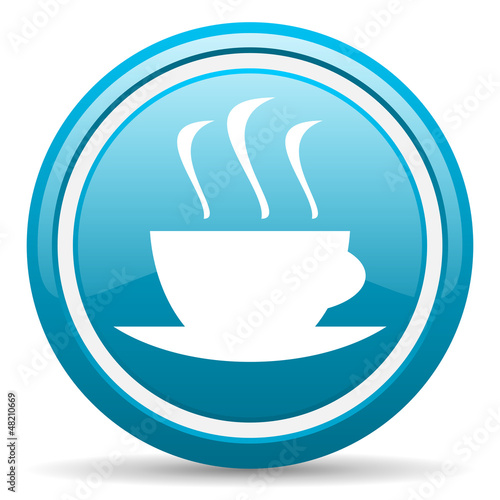 coffee blue glossy icon on white background