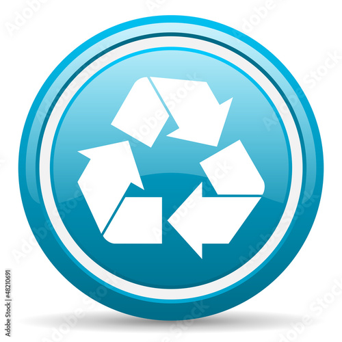 Free Download recycle blue glossy icon on white background - GFXLoad