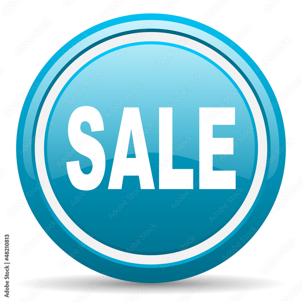 sale blue glossy icon on white background sale blue glossy icon on white background