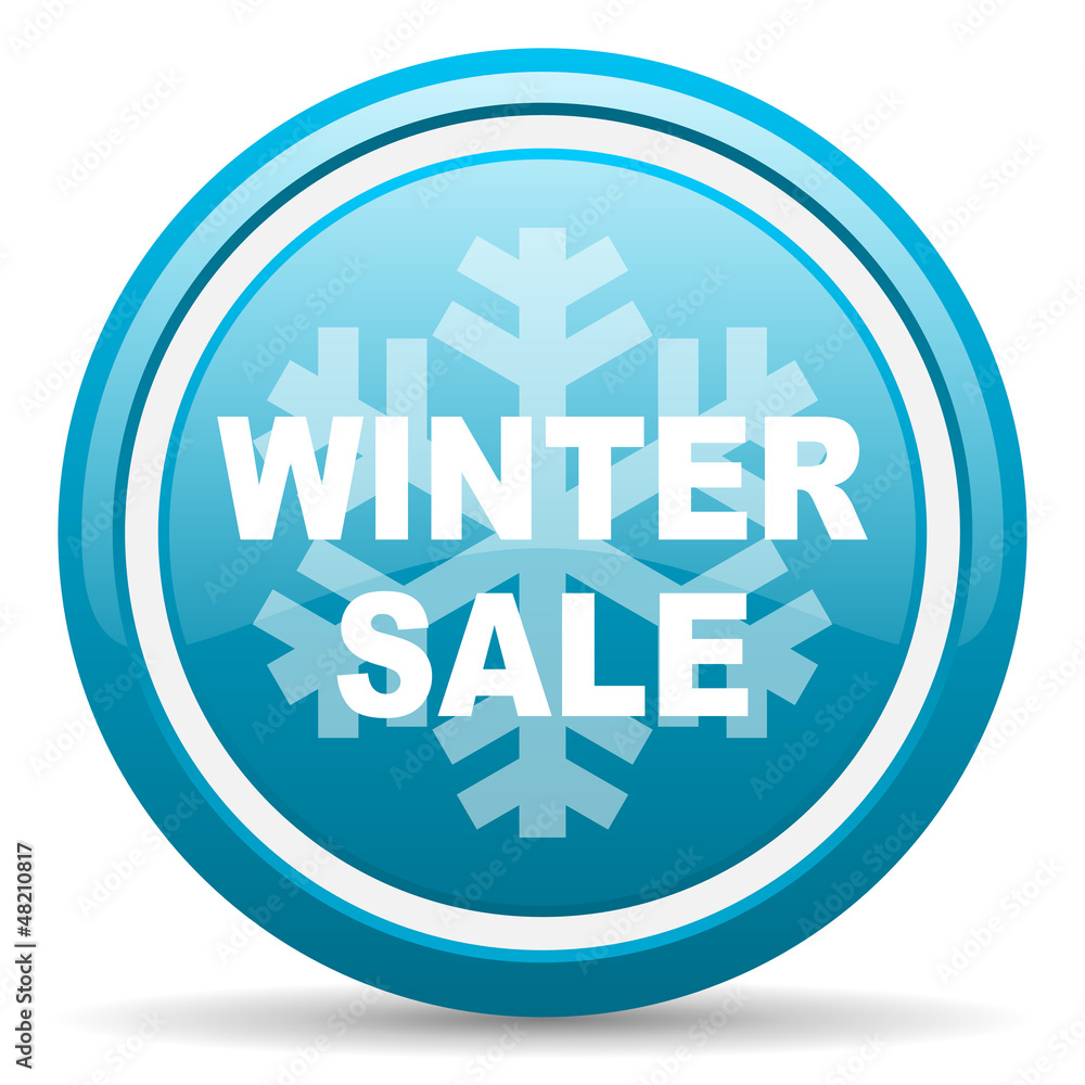 winter sale blue glossy icon on white background winter sale blue glossy icon on white background