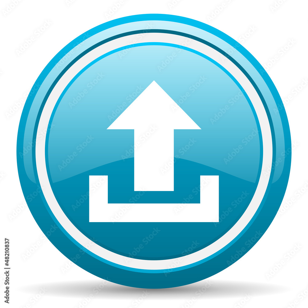 upload blue glossy icon on white background upload blue glossy icon on white background