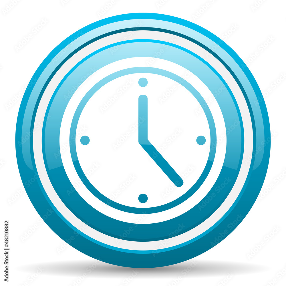 clock blue glossy icon on white background clock blue glossy icon on white background
