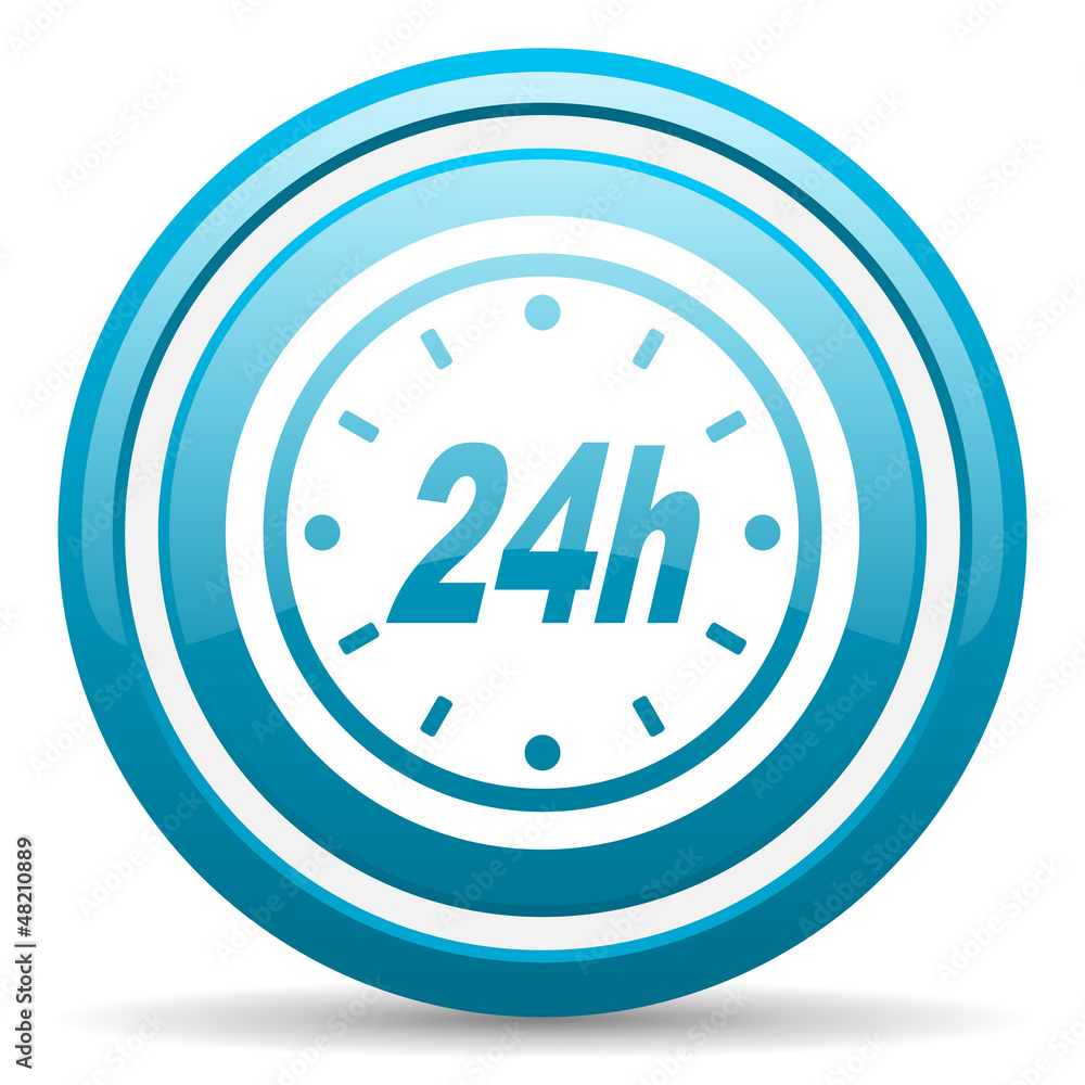 24h blue glossy icon on white background 24h blue glossy icon on white background