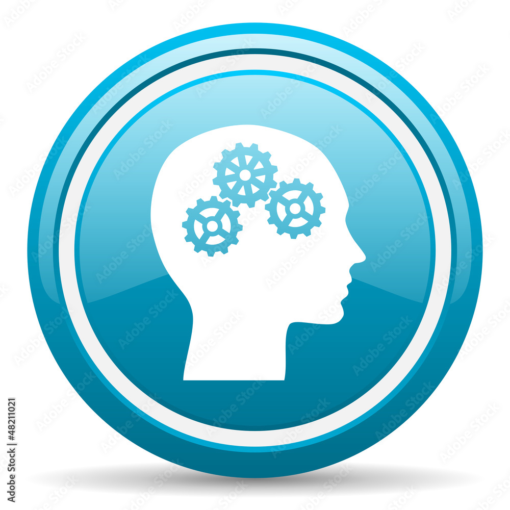 head blue glossy icon on white background head blue glossy icon on white background