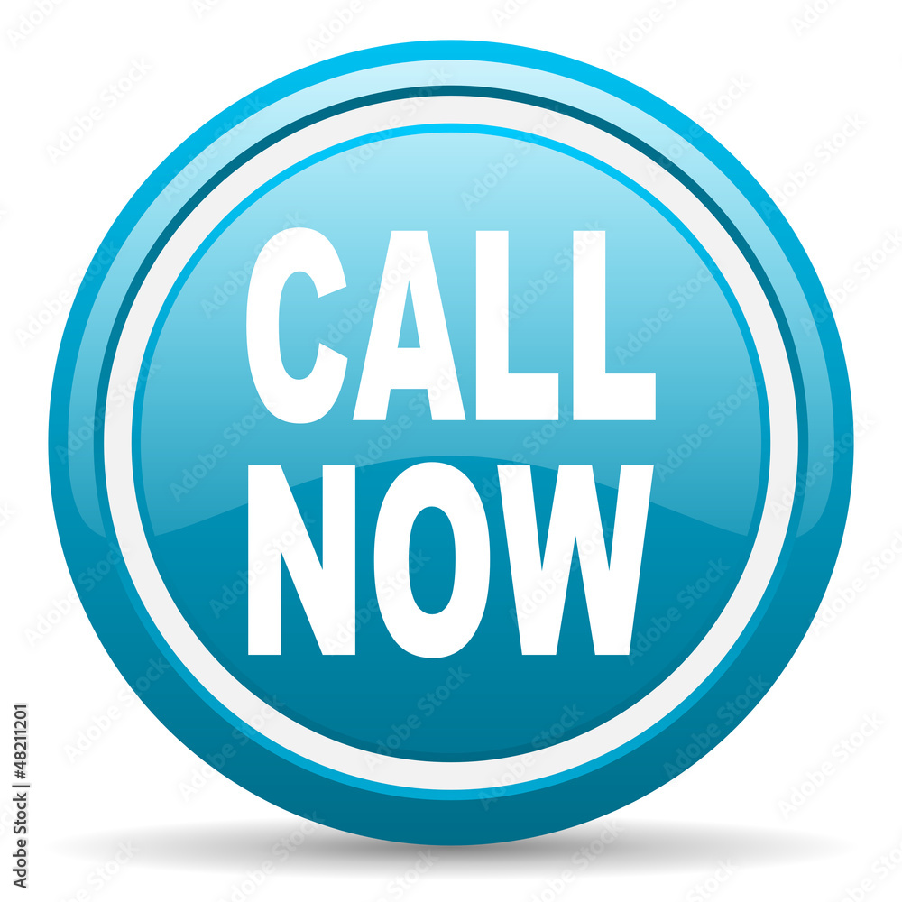 call now blue glossy icon on white background call now blue glossy icon on white background