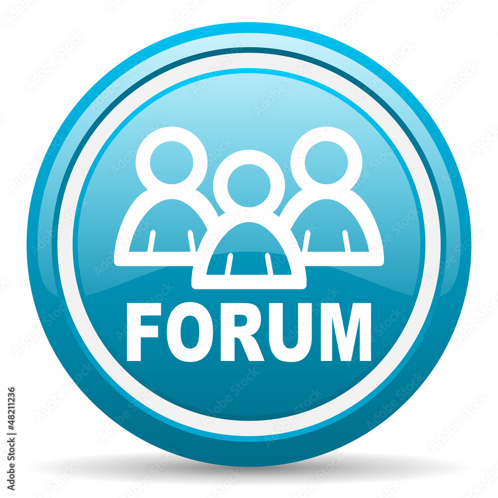 forum blue glossy icon on white background forum blue glossy icon on white background