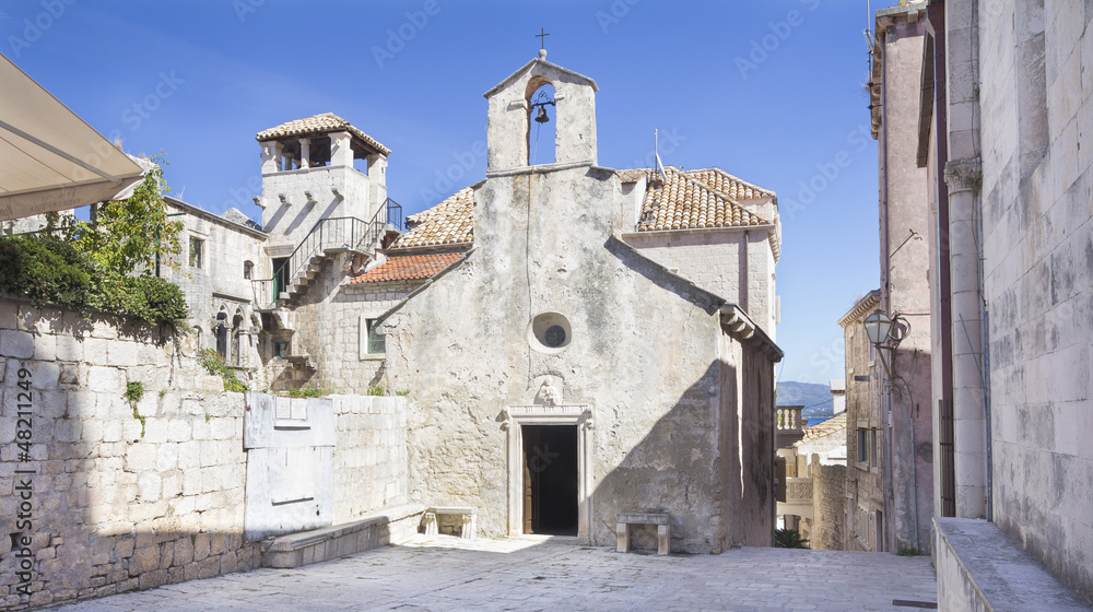 Church of Sveti Peter & Marco Polo House, Korcula, Croatia