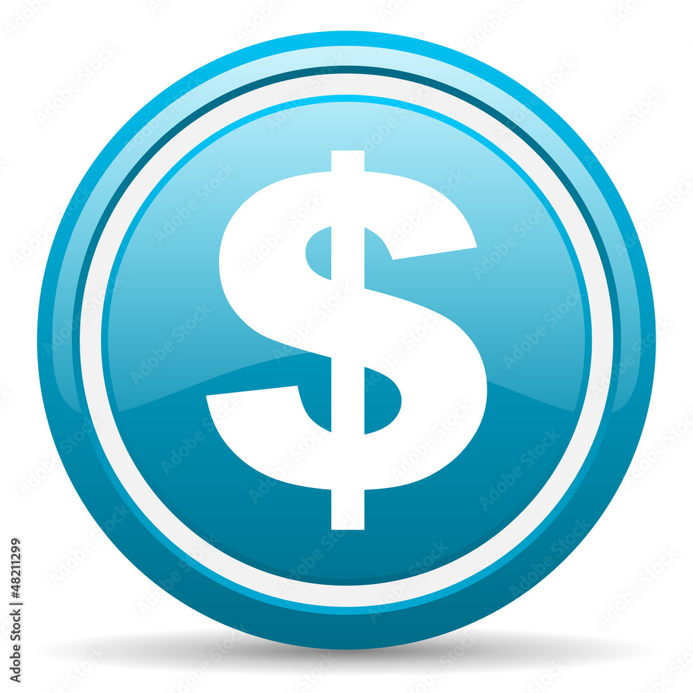 us dollar blue glossy icon on white background us dollar blue glossy icon on white background