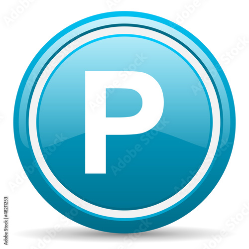 park blue glossy icon on white background