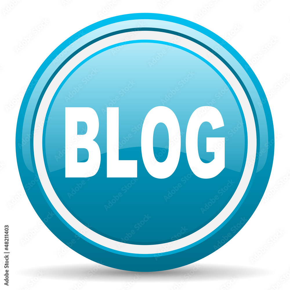 blog blue glossy icon on white background blog blue glossy icon on white background