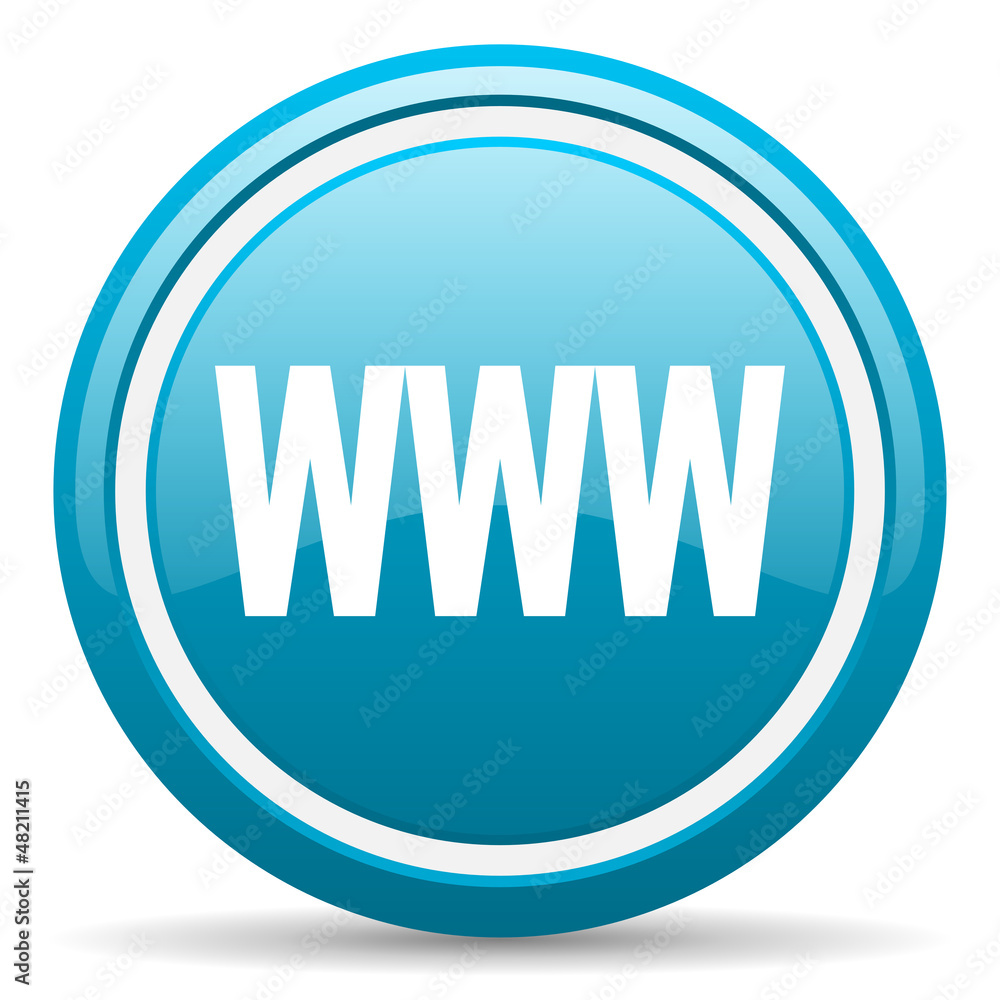 www blue glossy icon on white background www blue glossy icon on white background