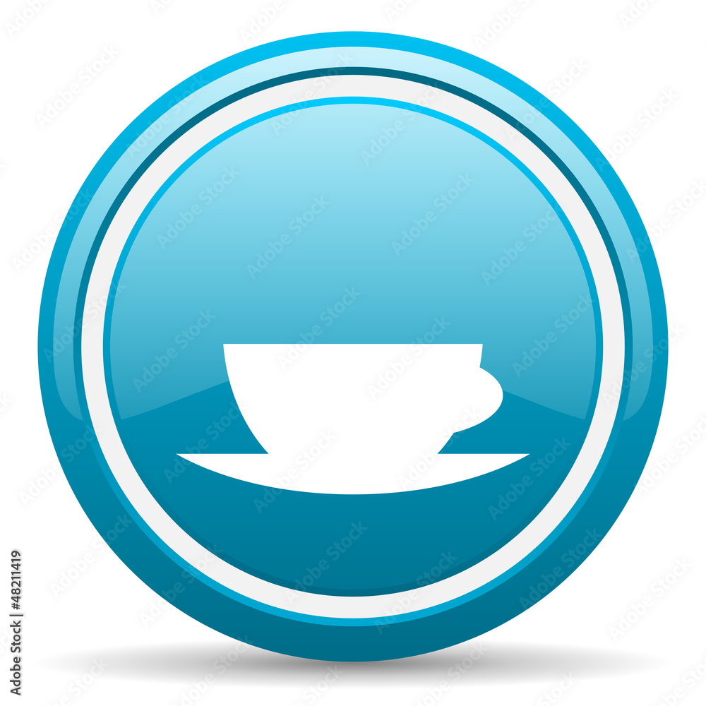 coffee cup blue glossy icon on white background coffee cup blue glossy icon on white background