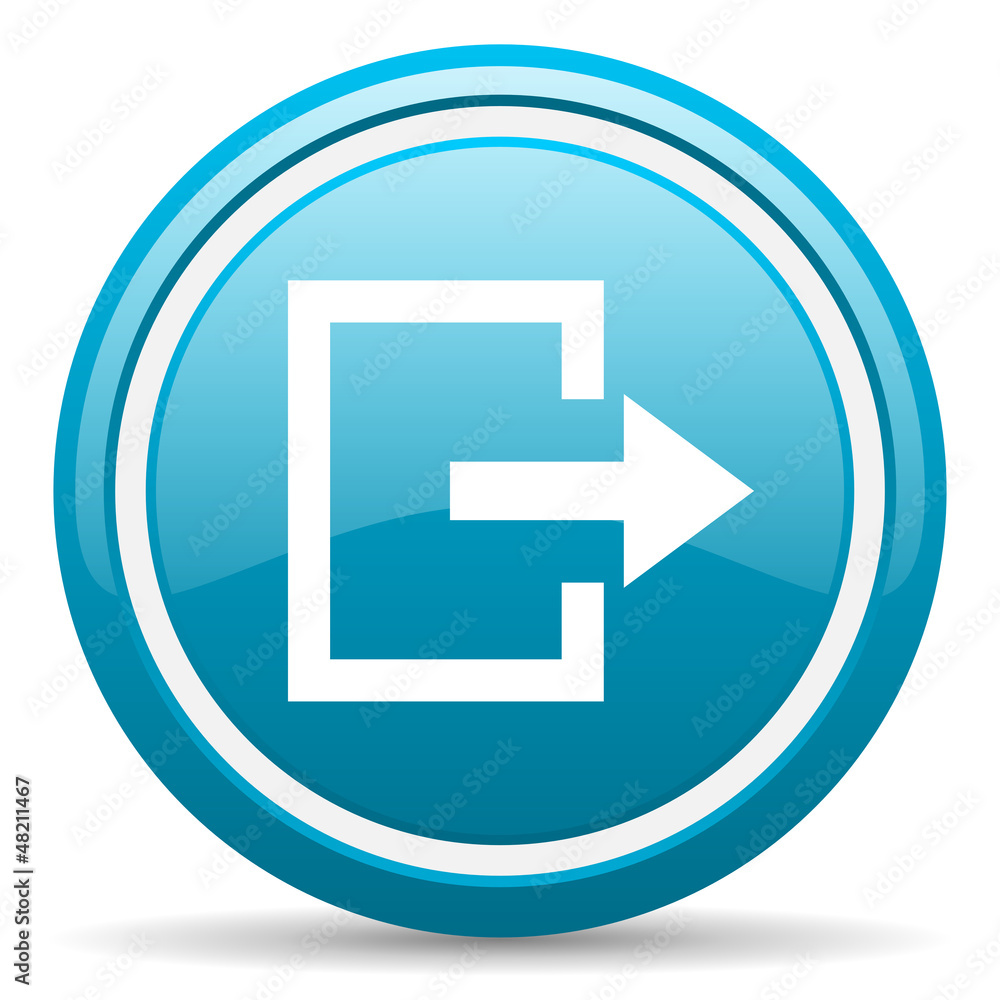 exit blue glossy icon on white background exit blue glossy icon on white background