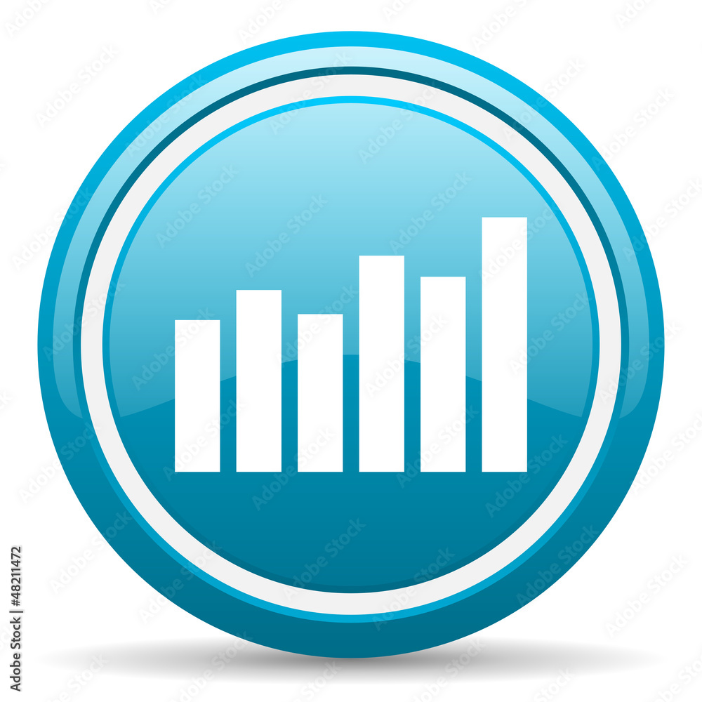 bar graph blue glossy icon on white background bar graph blue glossy icon on white background