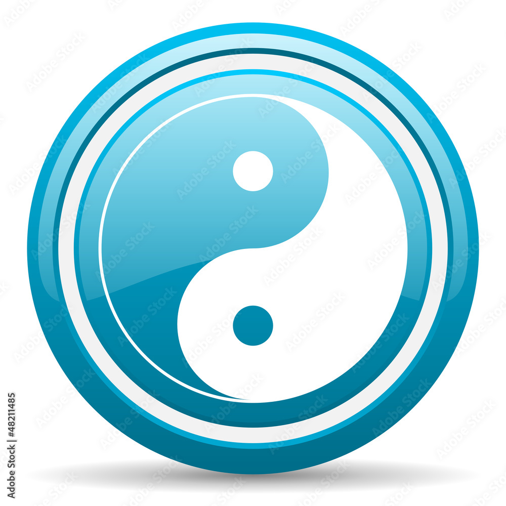 ying yang blue glossy icon on white background ying yang blue glossy icon on white background