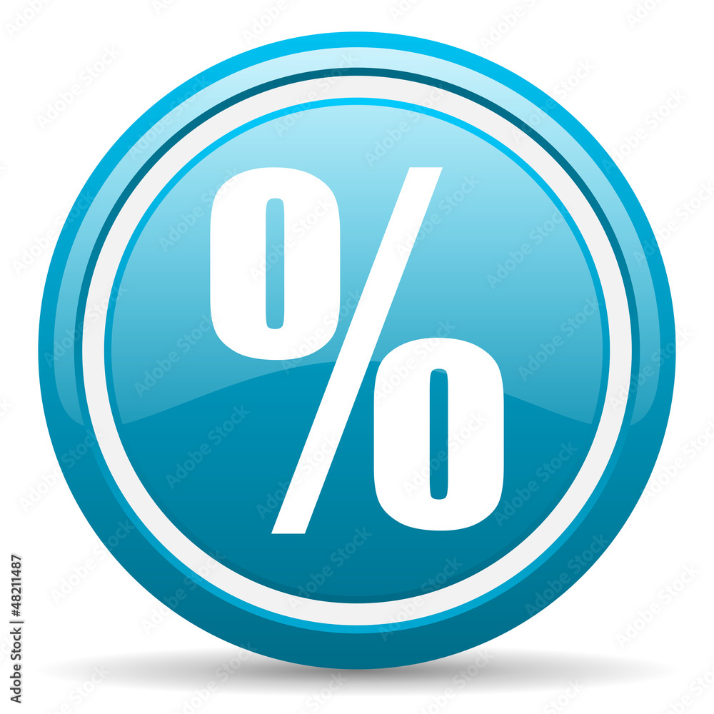 percent blue glossy icon on white background percent blue glossy icon on white background