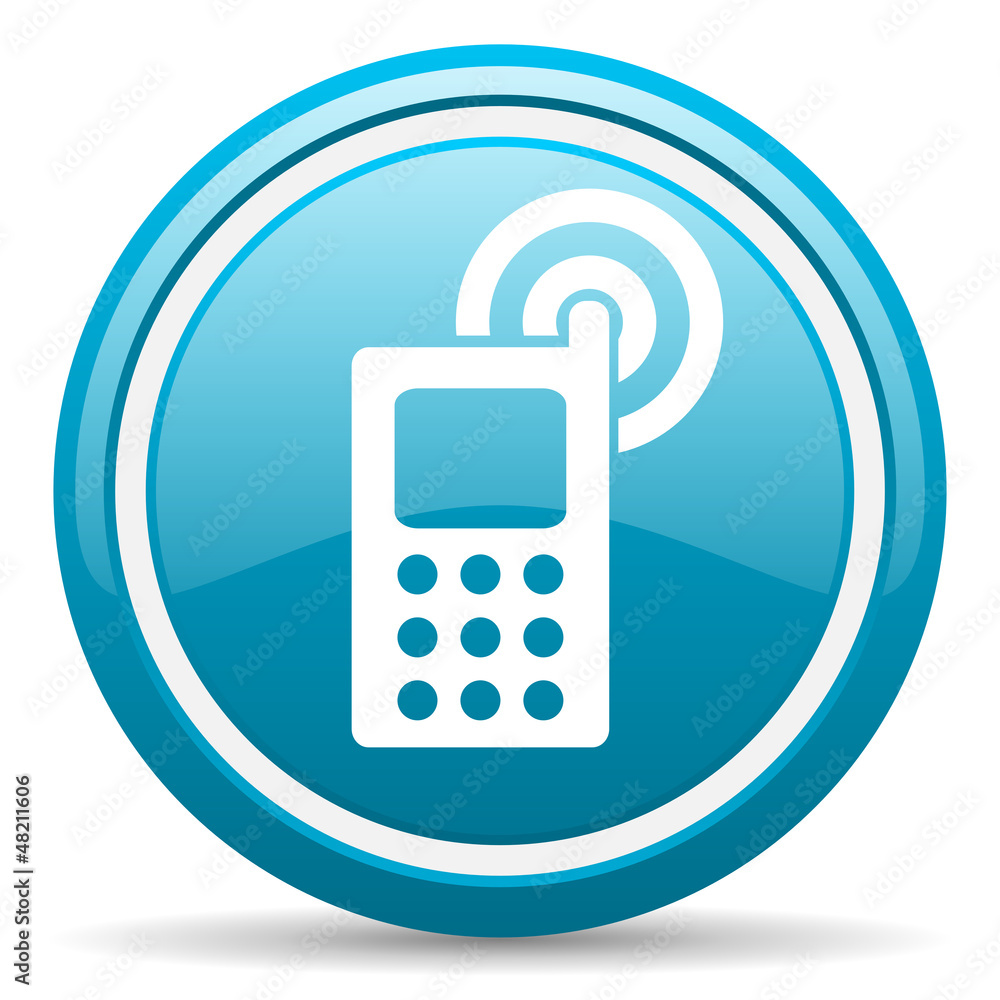 cellphone blue glossy icon on white background cellphone blue glossy icon on white background