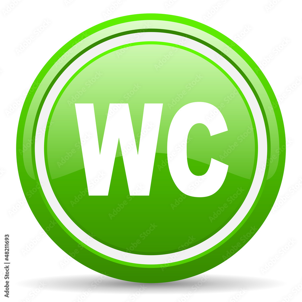 wc green glossy icon on white background wc green glossy icon on white background