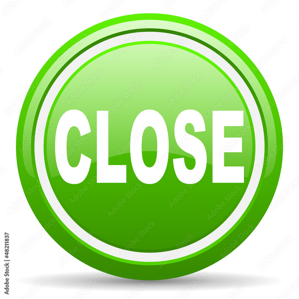 close green glossy icon on white background close green glossy icon on white background