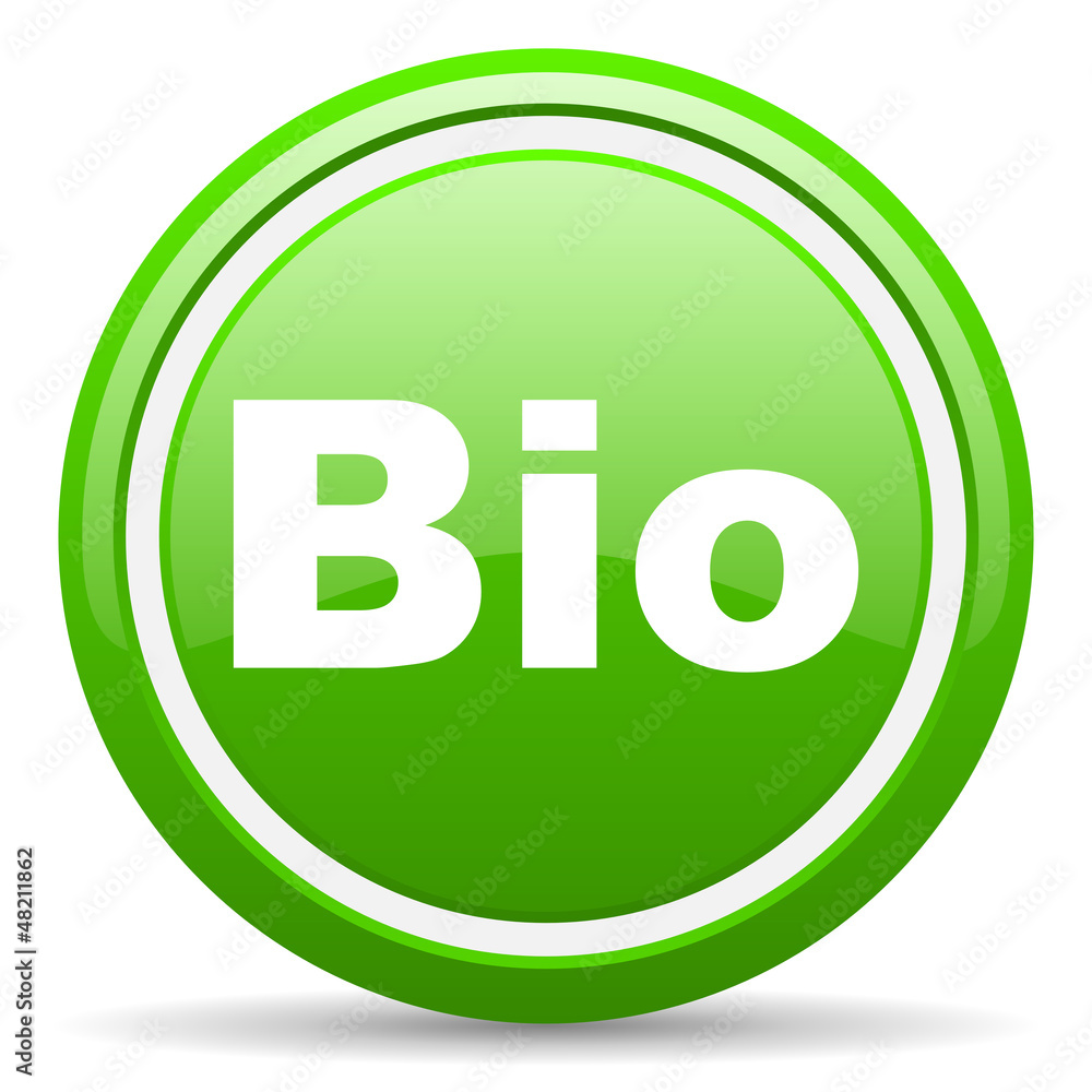bio green glossy icon on white background bio green glossy icon on white background