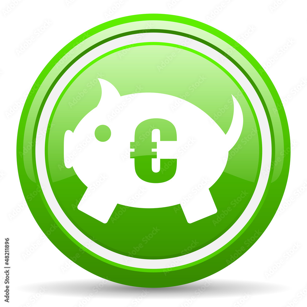 piggy bank green glossy icon on white background piggy bank green glossy icon on white background