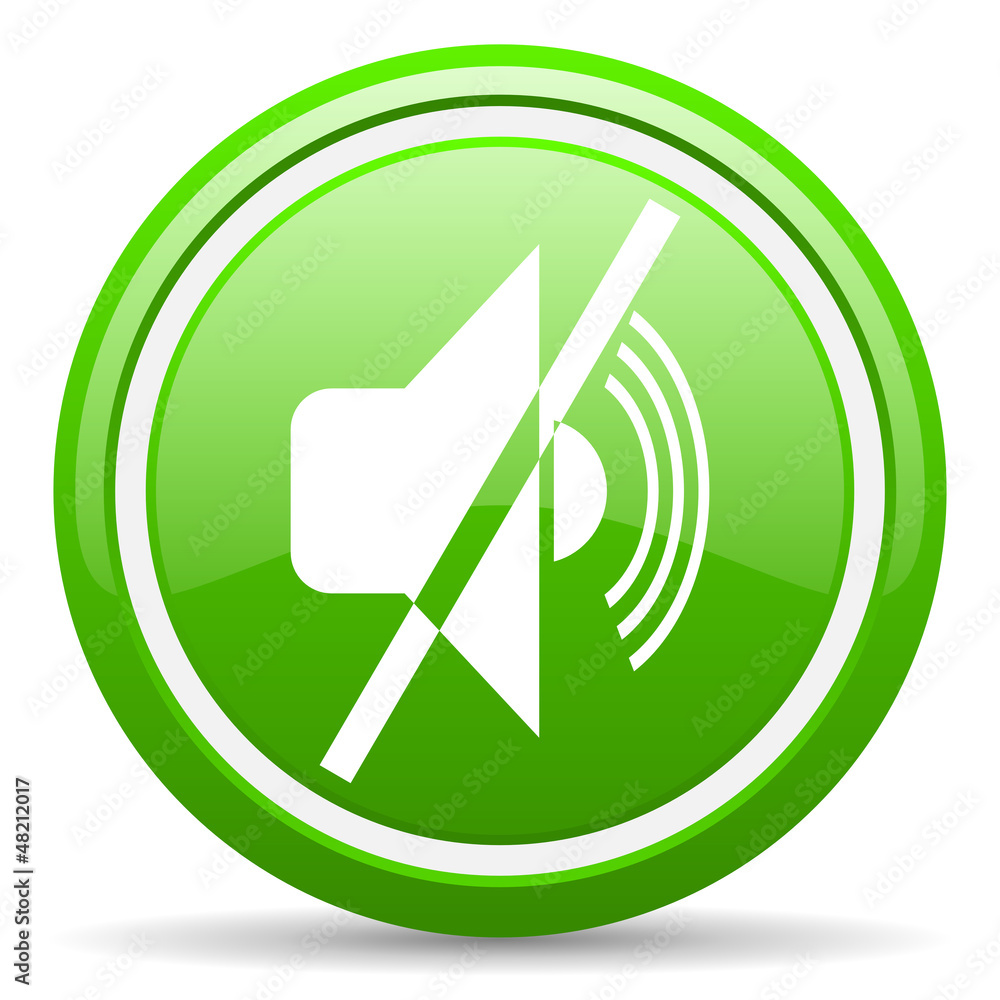 mute green glossy icon on white background mute green glossy icon on white background