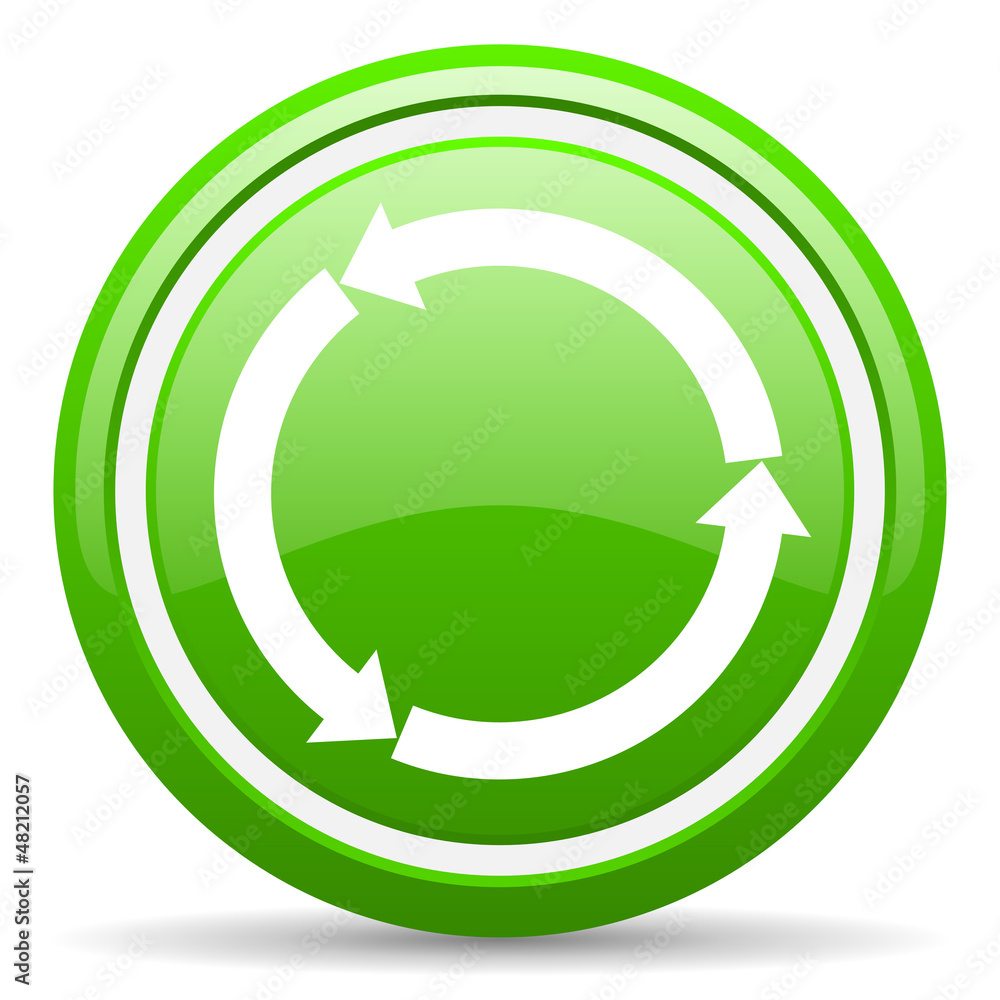 refresh green glossy icon on white background refresh green glossy icon on white background
