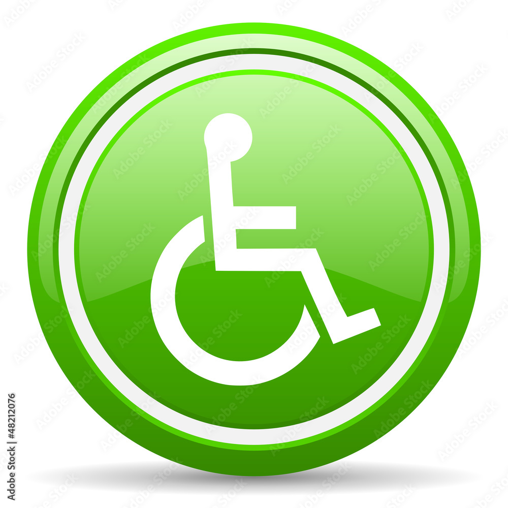 accessibility green glossy icon on white background accessibility green glossy icon on white background