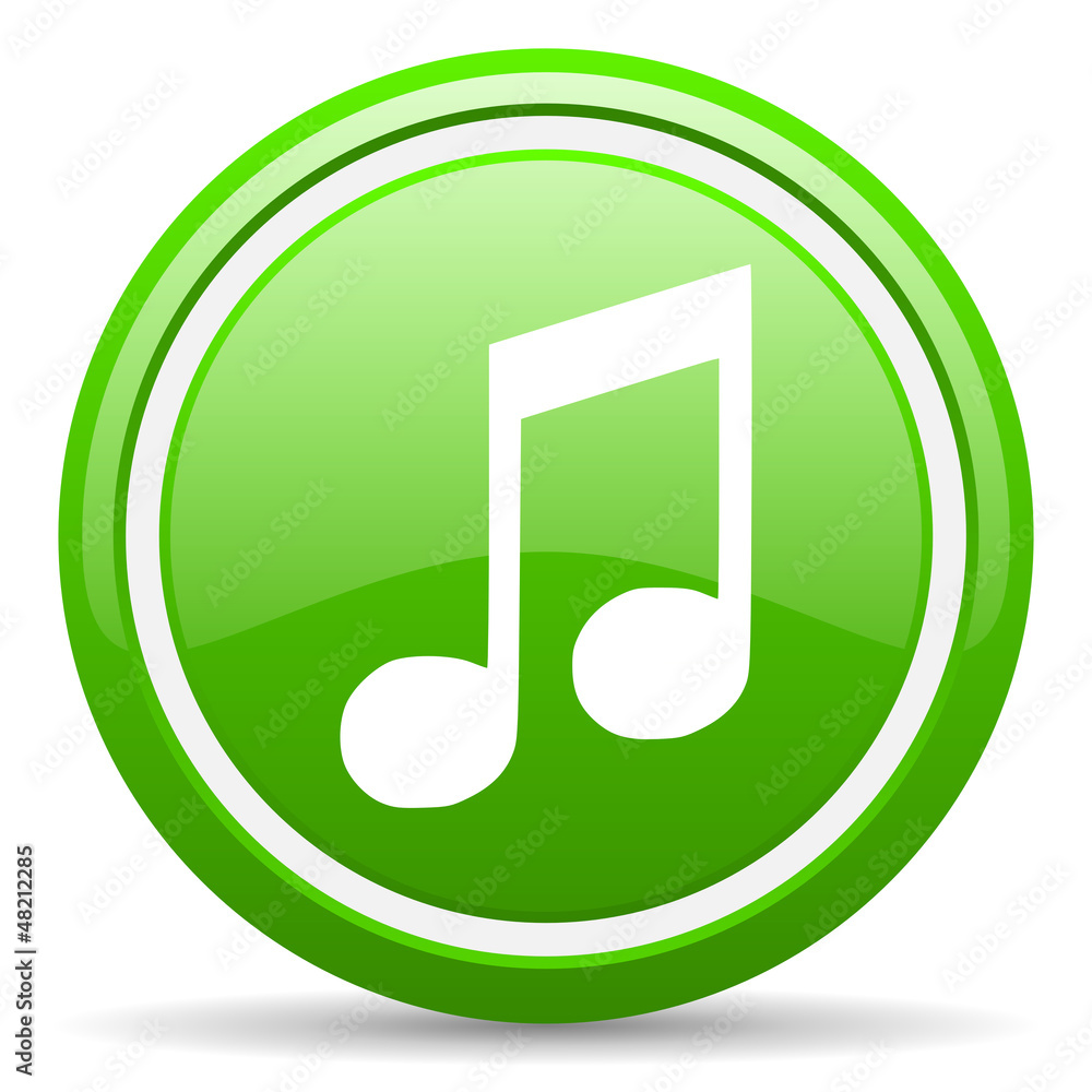 music green glossy icon on white background music green glossy icon on white background