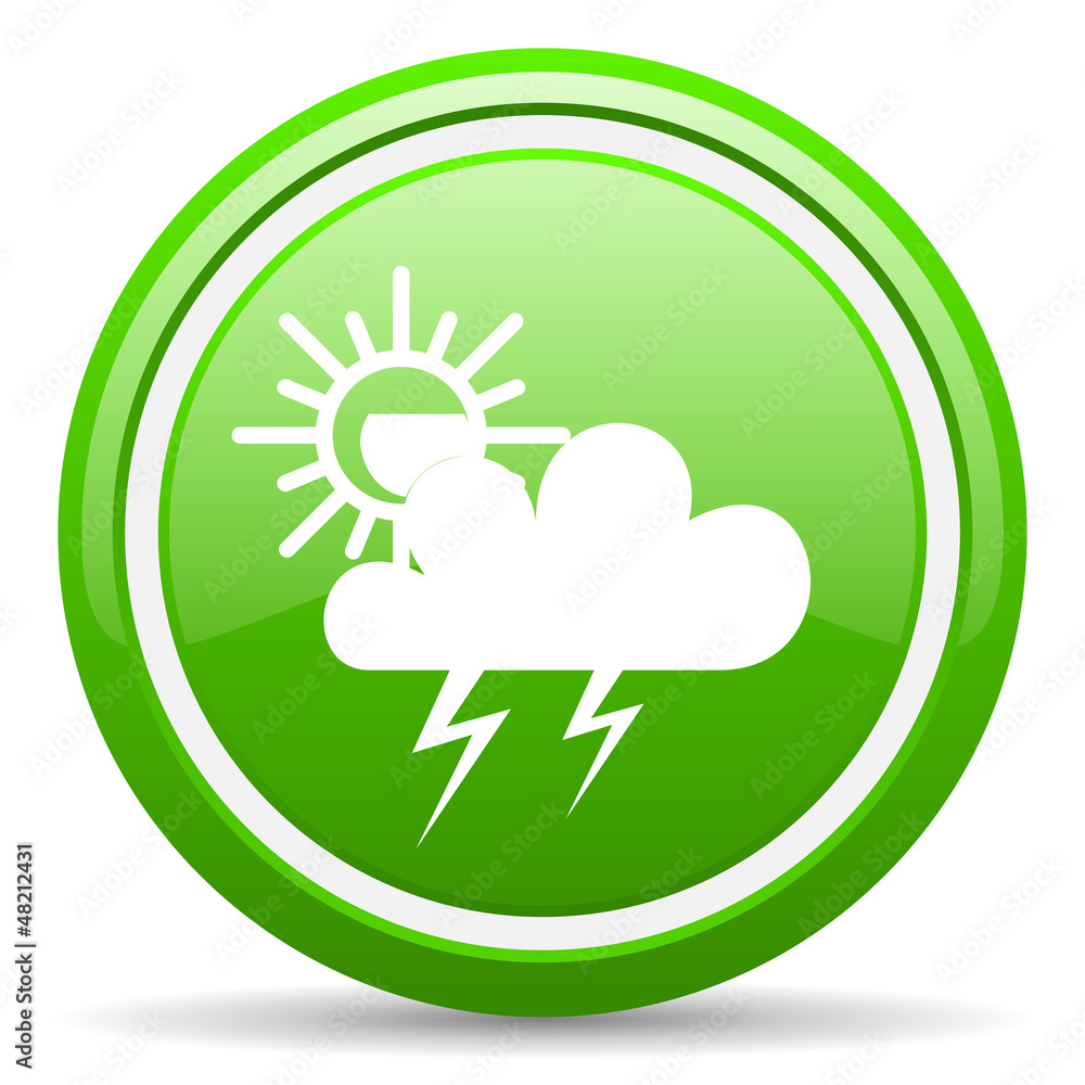 weather forecast green glossy icon on white background weather forecast green glossy icon on white background