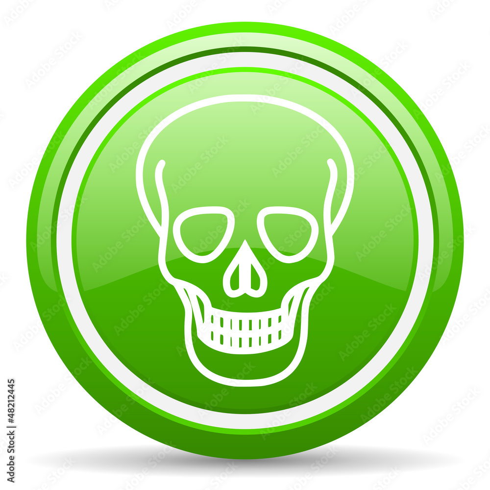 skull green glossy icon on white background skull green glossy icon on white background