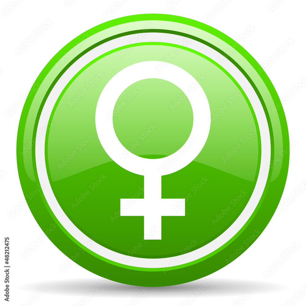sex green glossy icon on white background