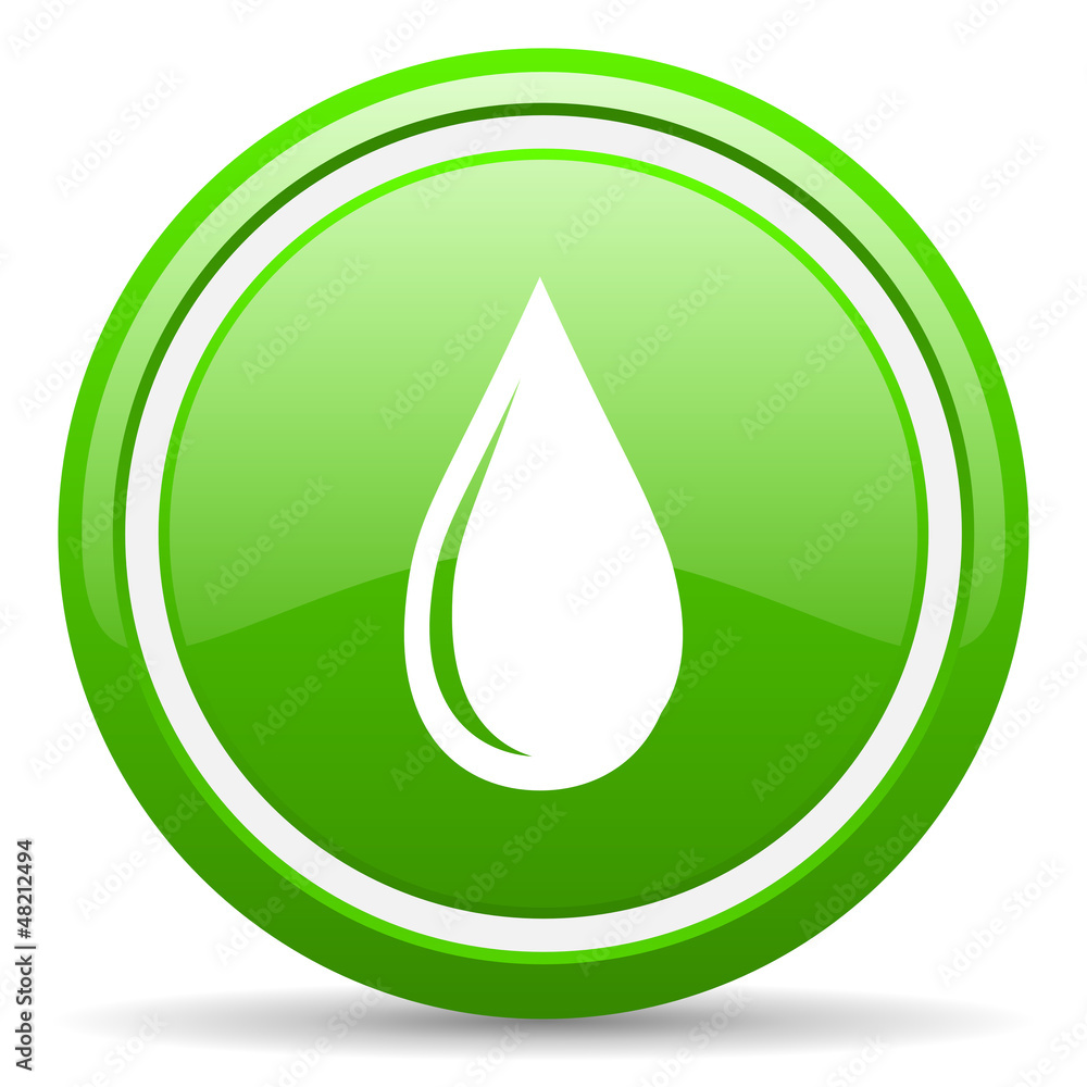 water drop green glossy icon on white background water drop green glossy icon on white background