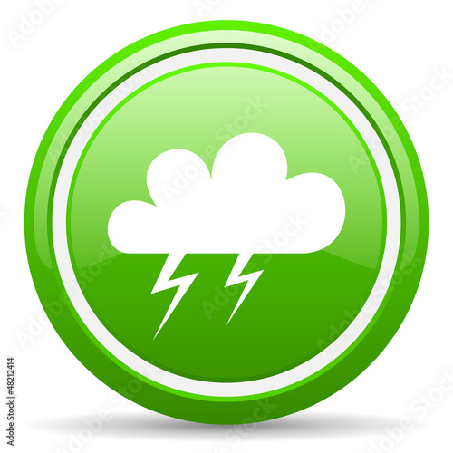 weather forecast green glossy icon on white background