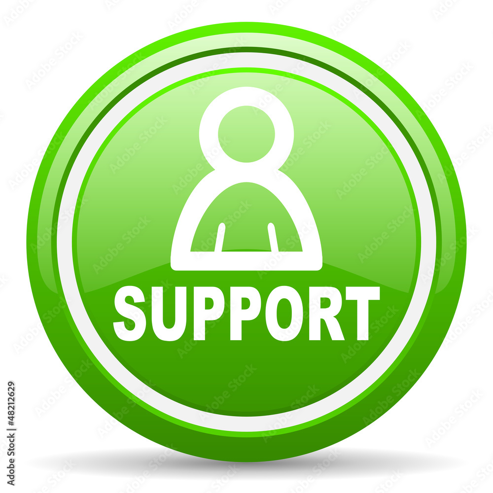 support green glossy icon on white background support green glossy icon on white background