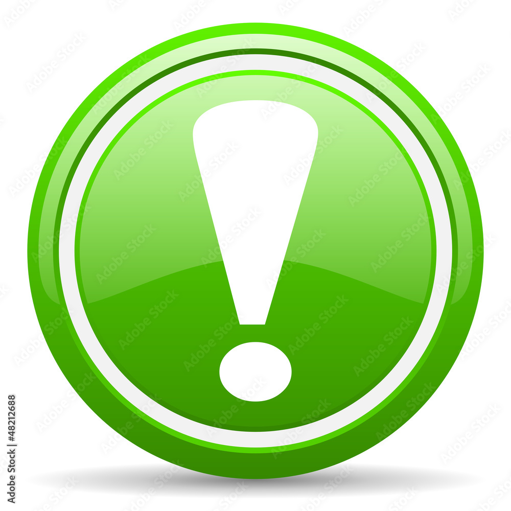 exclamation sign green glossy icon on white background exclamation sign green glossy icon on white background