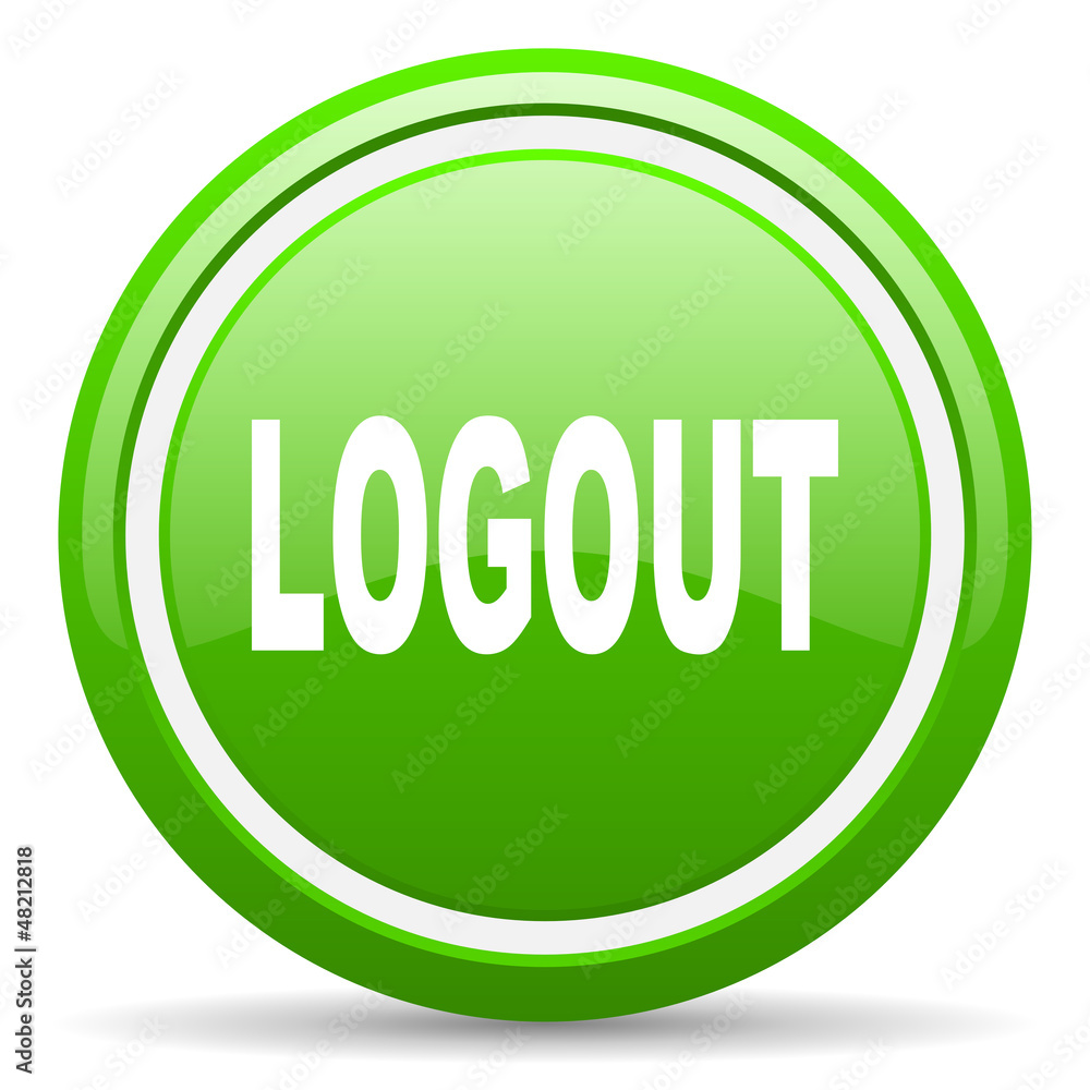 logout green glossy icon on white background logout green glossy icon on white background