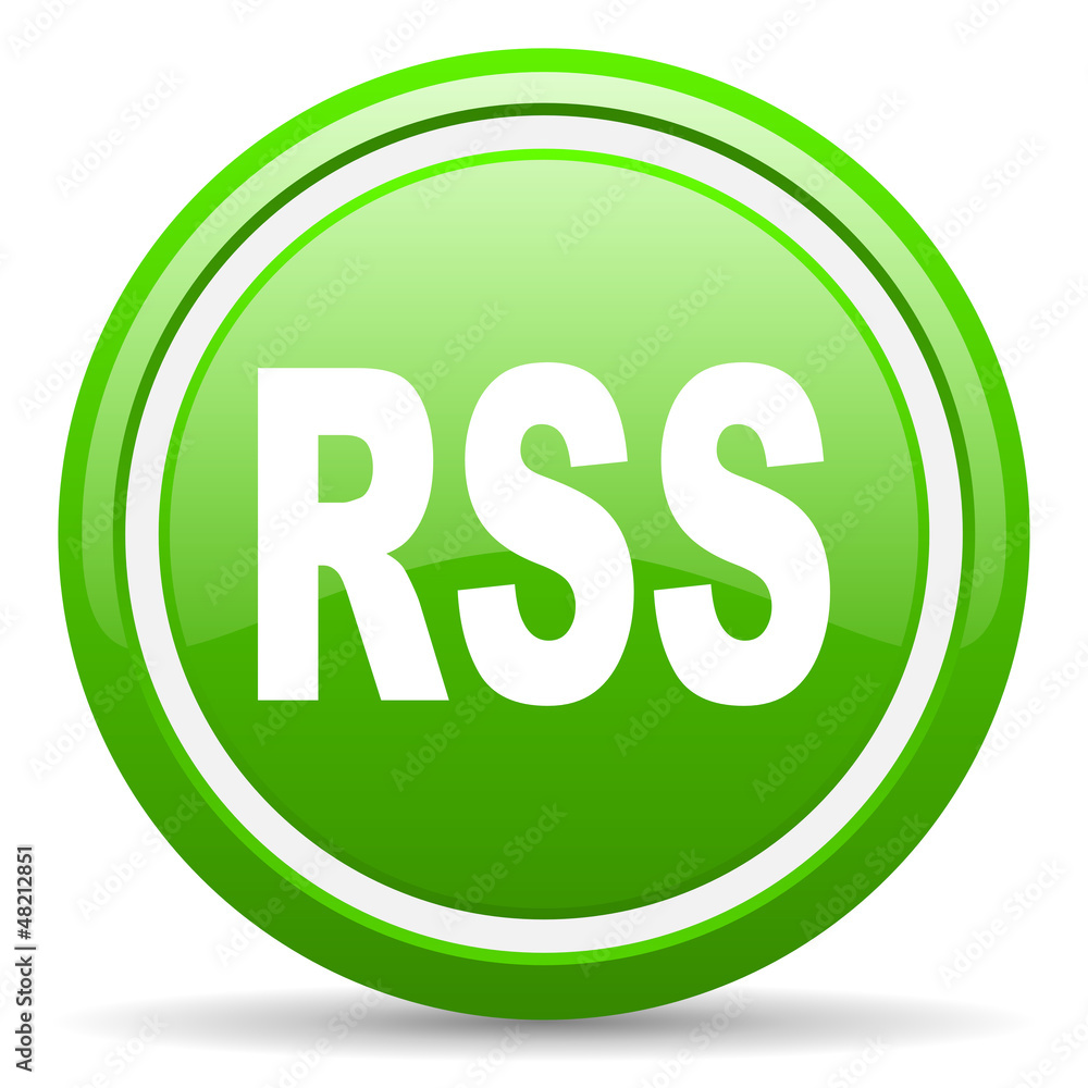 rss green glossy icon on white background rss green glossy icon on white background