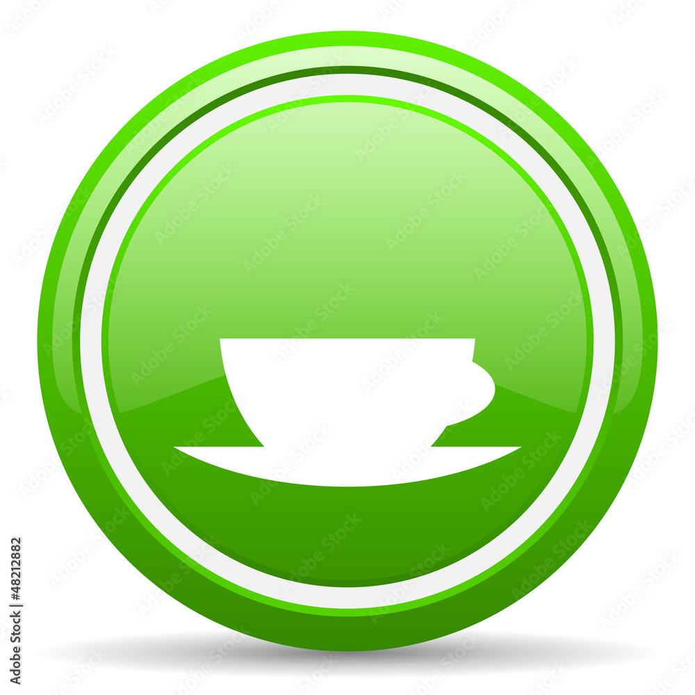 coffee cup green glossy icon on white background coffee cup green glossy icon on white background