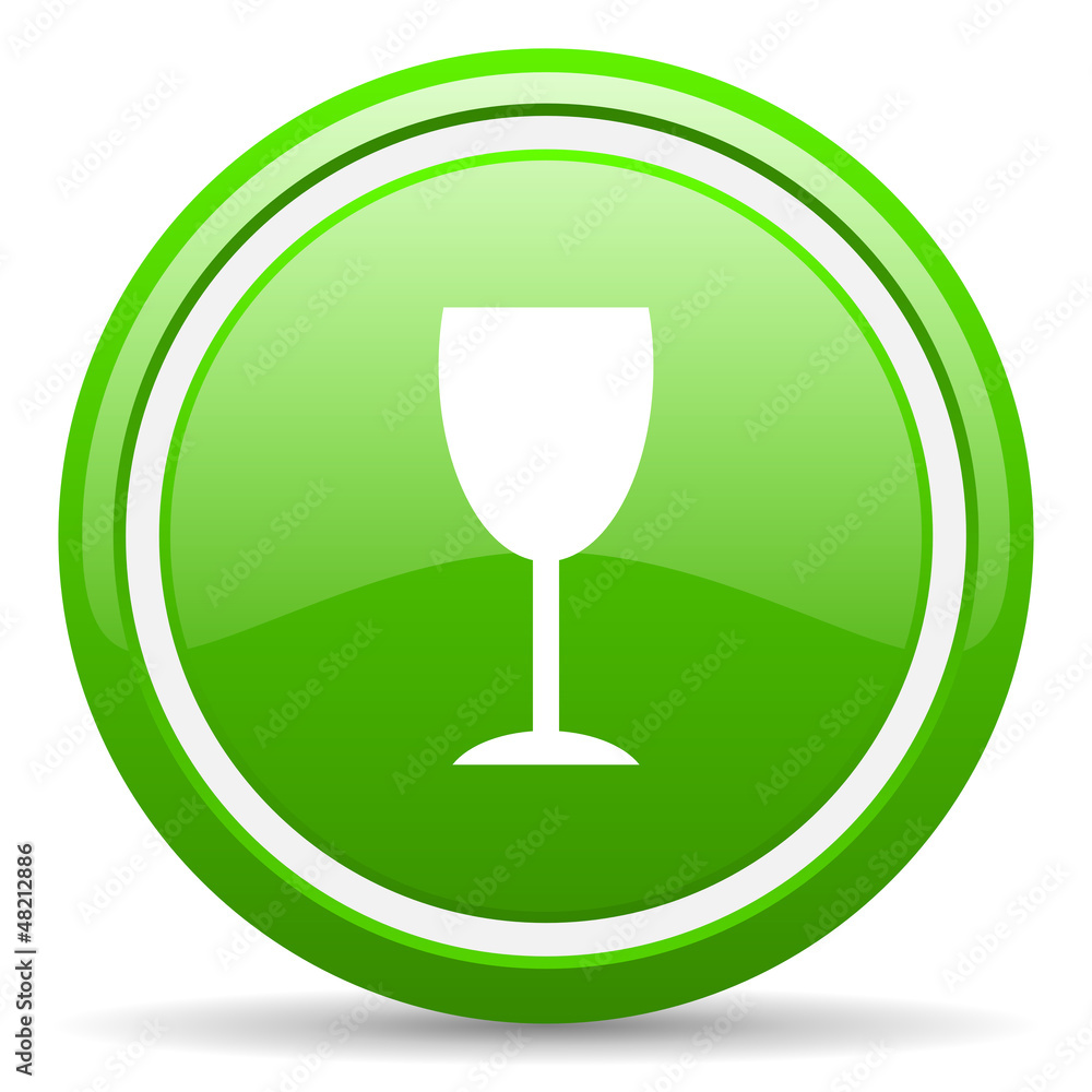 glass green glossy icon on white background glass green glossy icon on white background