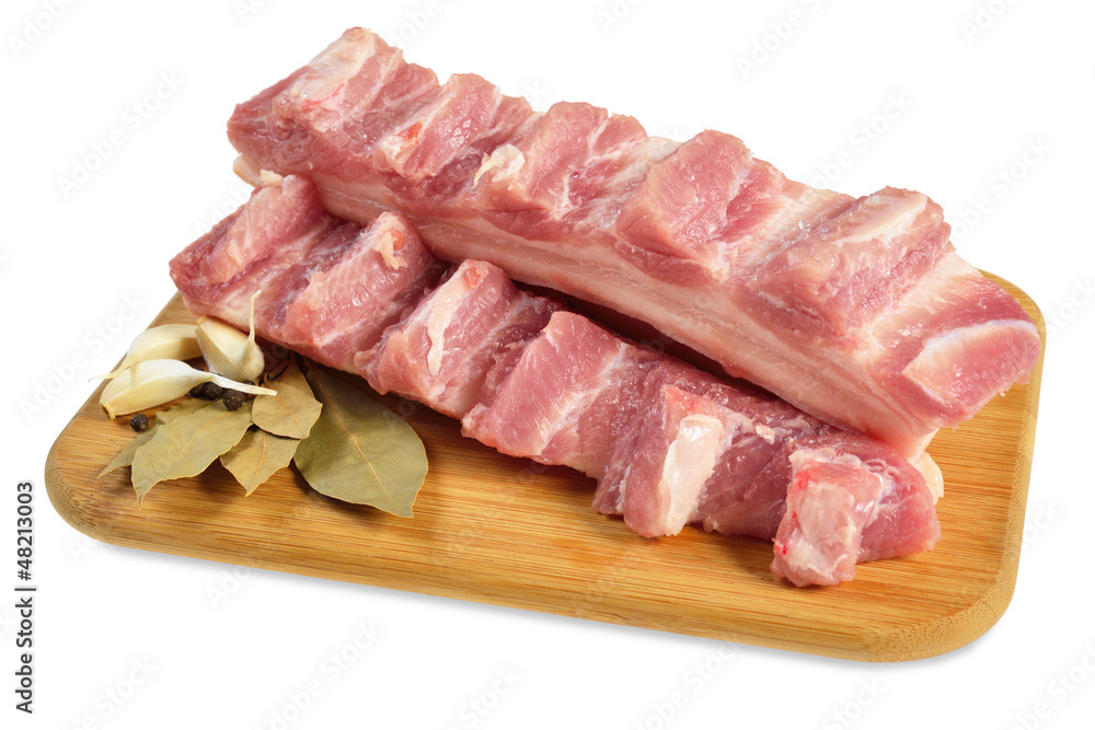 Raw bacon with ribs