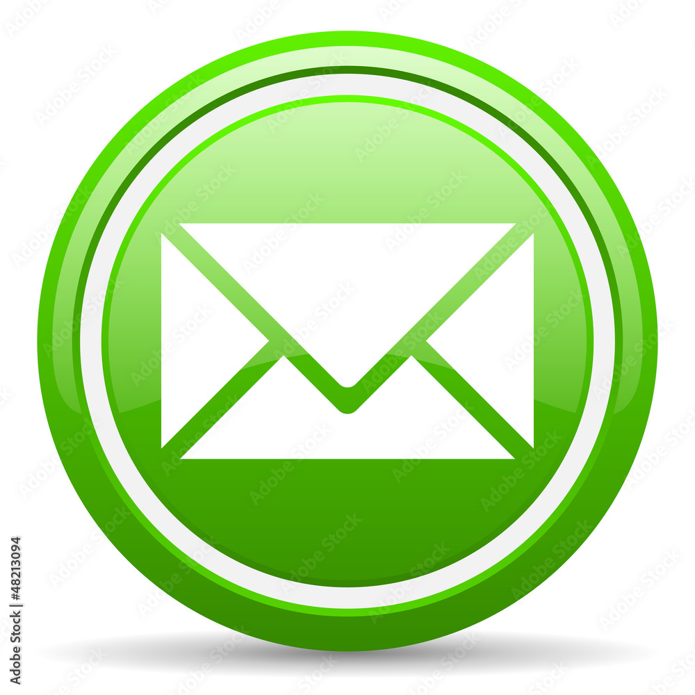 mail green glossy icon on white background mail green glossy icon on white background