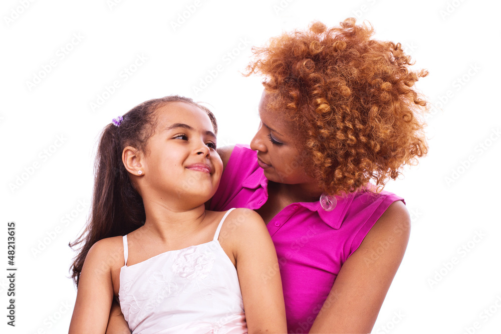 Mother and daughter, isolated on white Mother and daughter, isolated on white