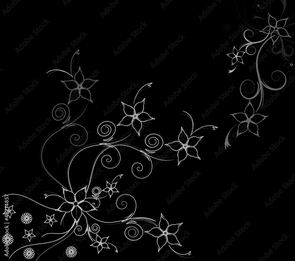 Trauer Karte schwarz weiß Hintergrund Blumen