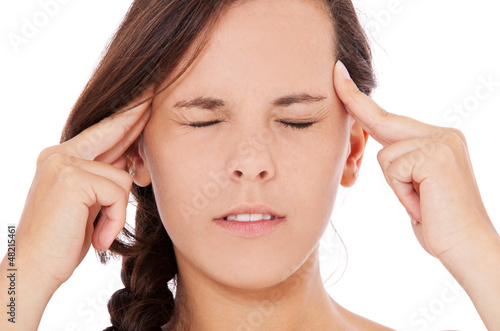 Wallpaper Mural Attraktives Mädchen lediet unter Kopfschmerzen Torontodigital.ca