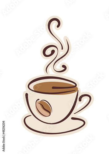 Cup of hot coffee and coffee bean. Vector eps10 illustration