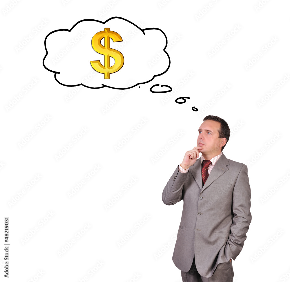 man thinking about money man thinking about money