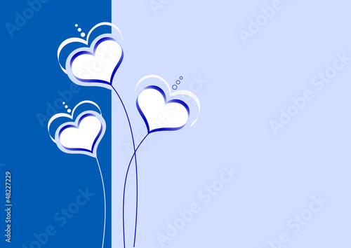 Fond fleurs de coeurs - Bleu - Saint Valentin